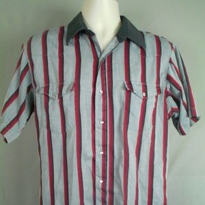 Men's Pearl Snap Western Shirt X-Long Tails Medium